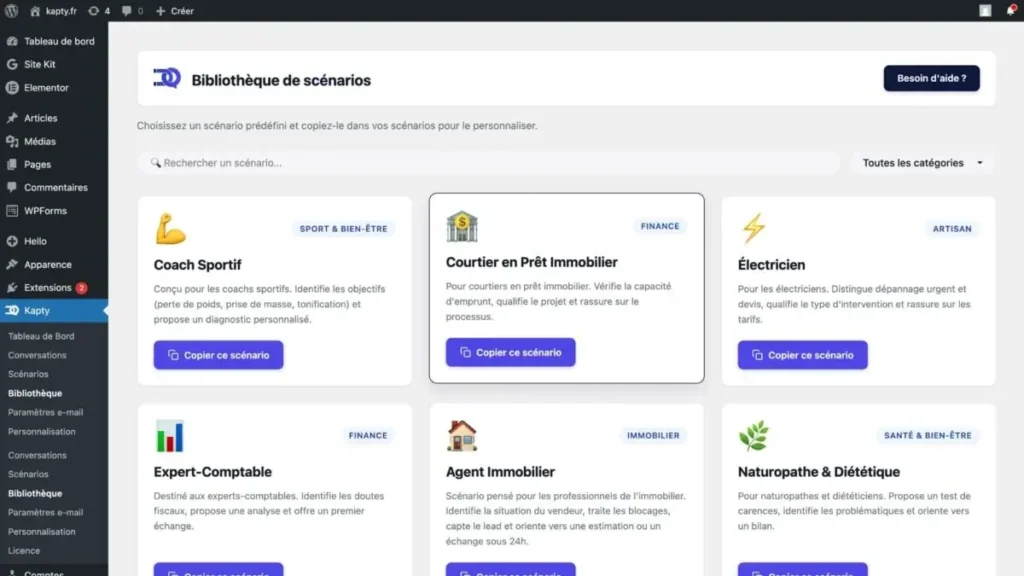Une bibliothèque avec des scénarios pour optimiser la conversion des visiteurs en clients.