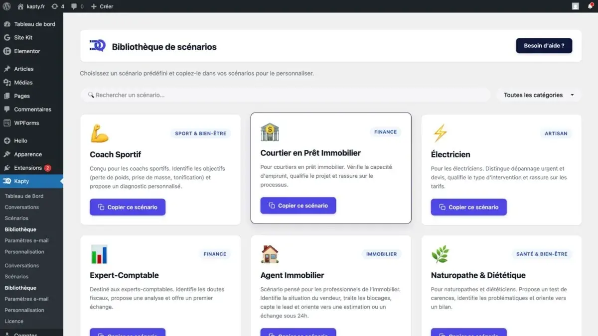 Une bibliothèque avec des scénarios pour optimiser la conversion des visiteurs en clients.