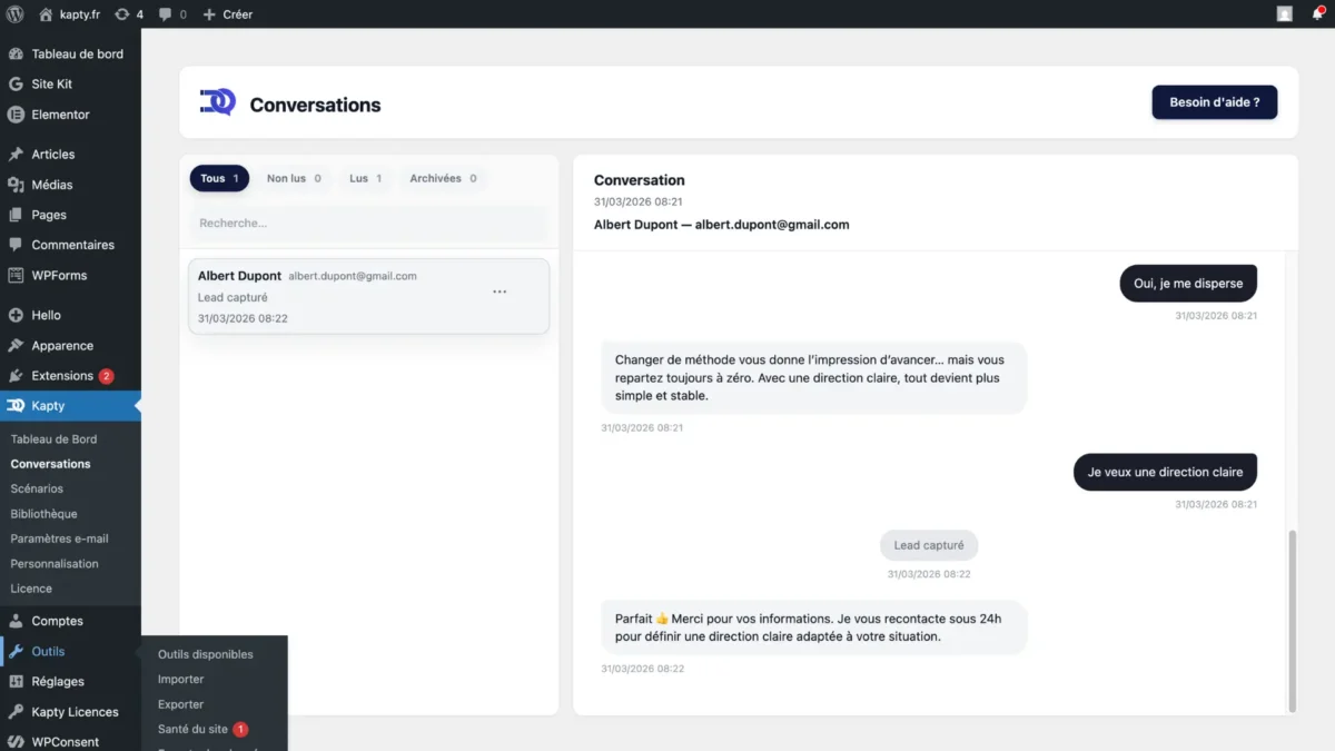 Widget conversationnel sur un site WordPress pour générer des clients facilement
