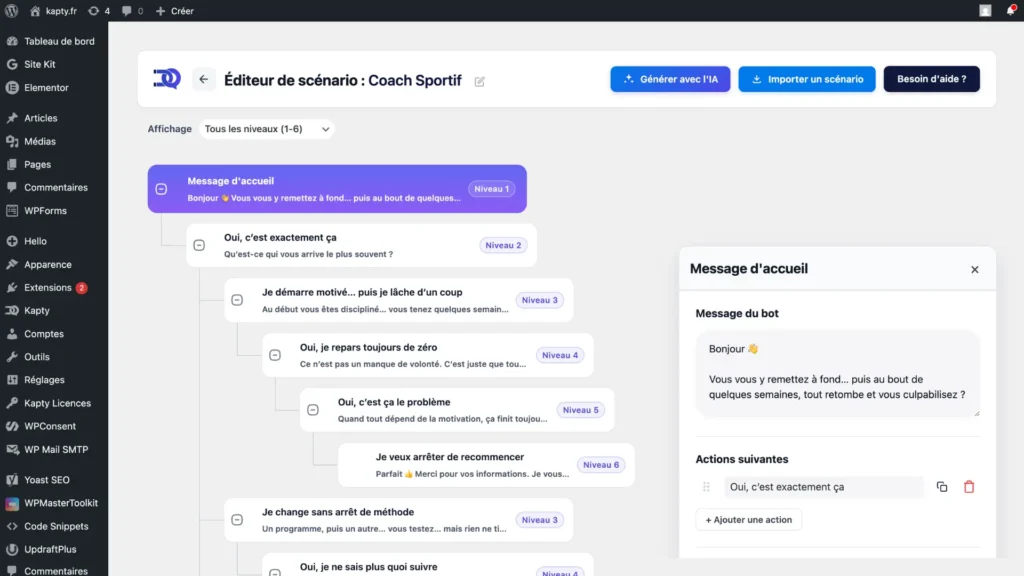 Éditeur de scénarios interactifs pour améliorer la conversion des visiteurs sur un site web