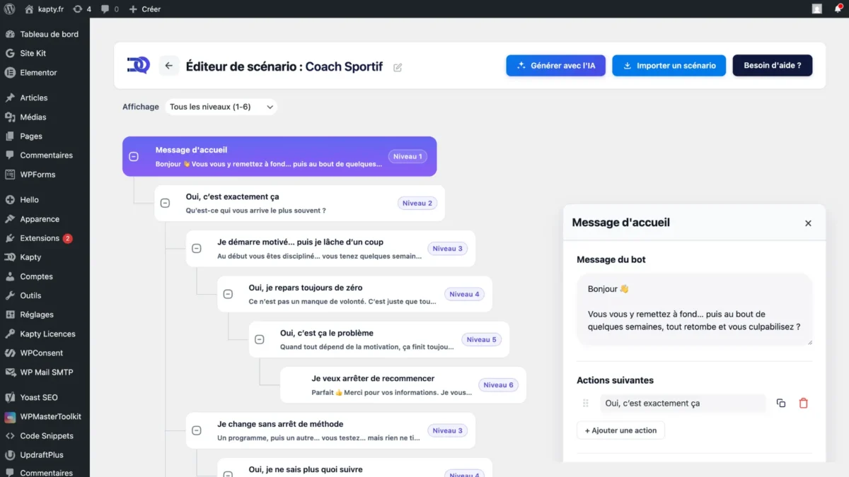 Éditeur de scénarios interactifs pour améliorer la conversion des visiteurs sur un site web